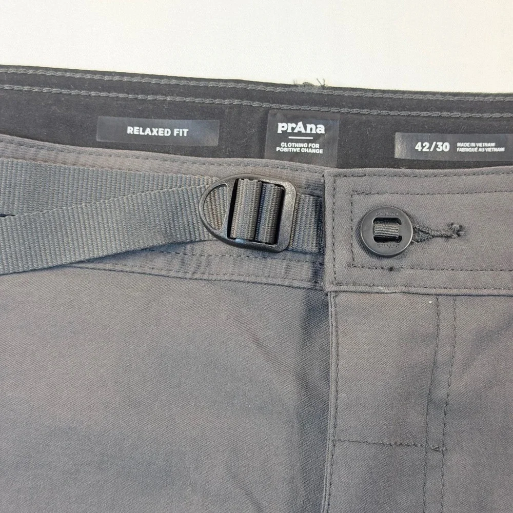 prAna Stretch‎ Zion Cargo Pants Mens 42x30 Gray Belted Hiking Outdoor Trail